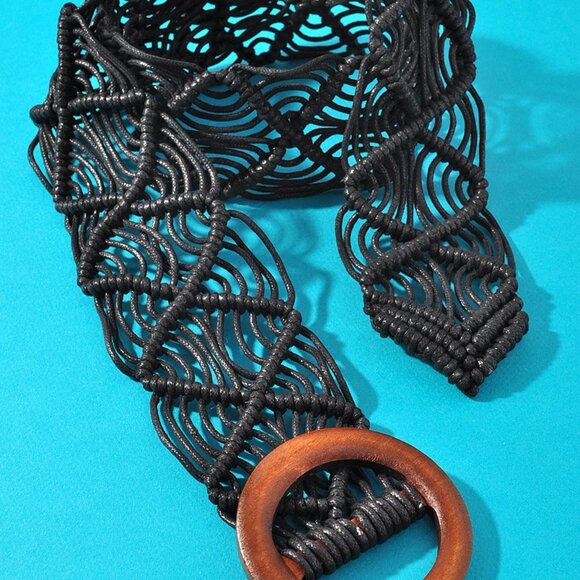 Urban Outfitters Woven Waxed Macrame Boho Bohemian Style Buckle Belt in 3 Colors - Picture 5 of 16
